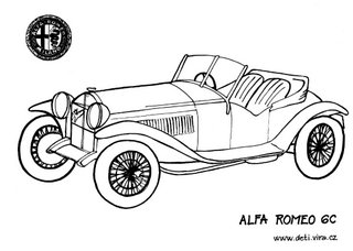 Alfa Romeo 6C - omalovánka - coloring book - libro da colorare - Malbuch - veterán